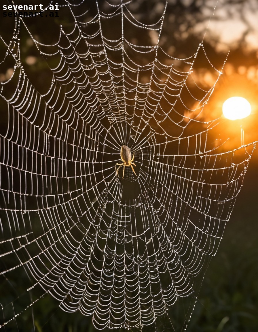 nature, spider, web, sunrise, beauty