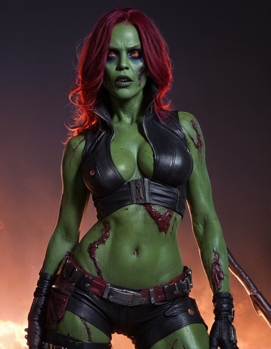 zombie, gamora (guardians of the galaxy), guardians of the galaxy, marvel, undead, horror