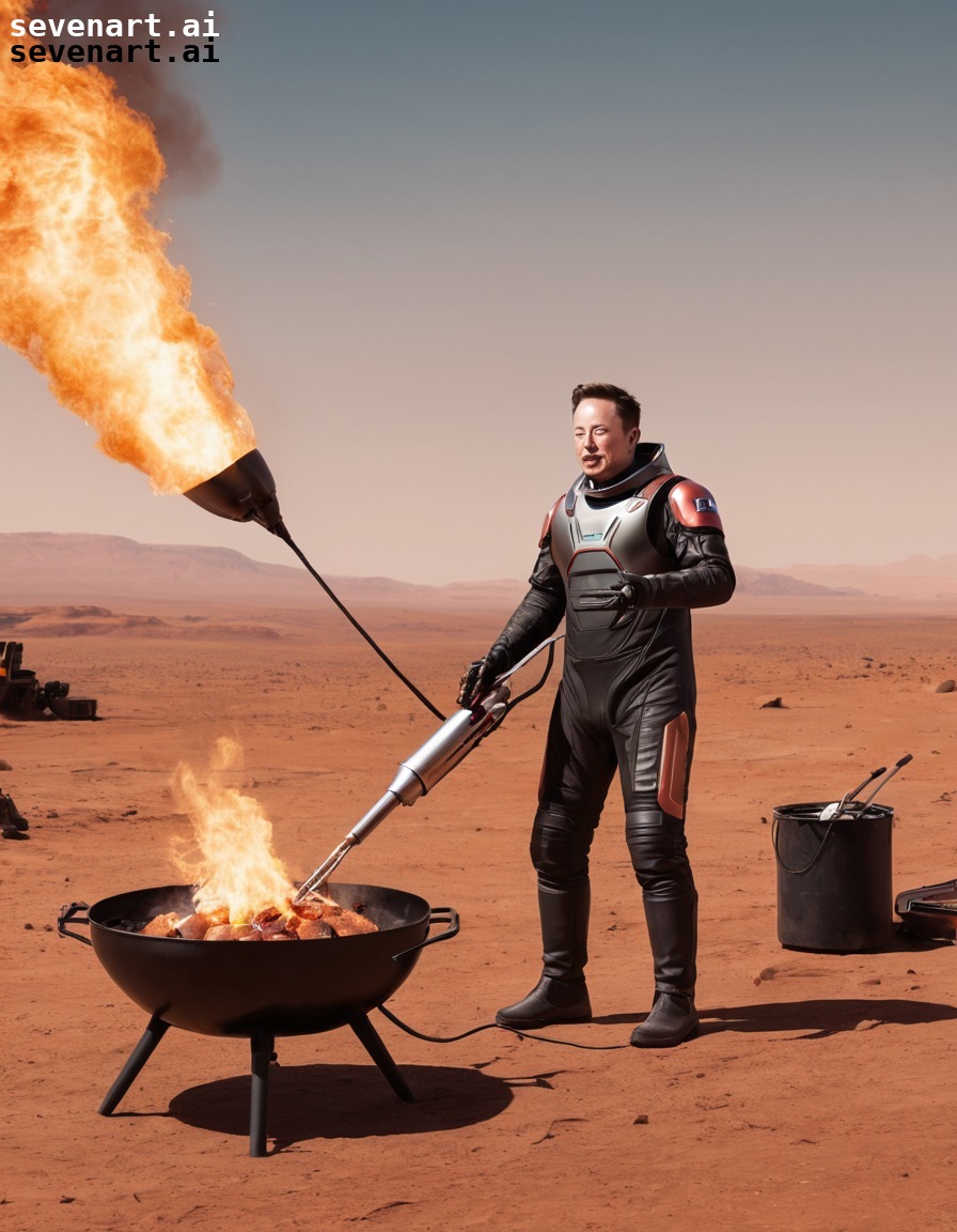 elon musk, flamethrower, hot dogs, mars, grilling, elonmusk, musk