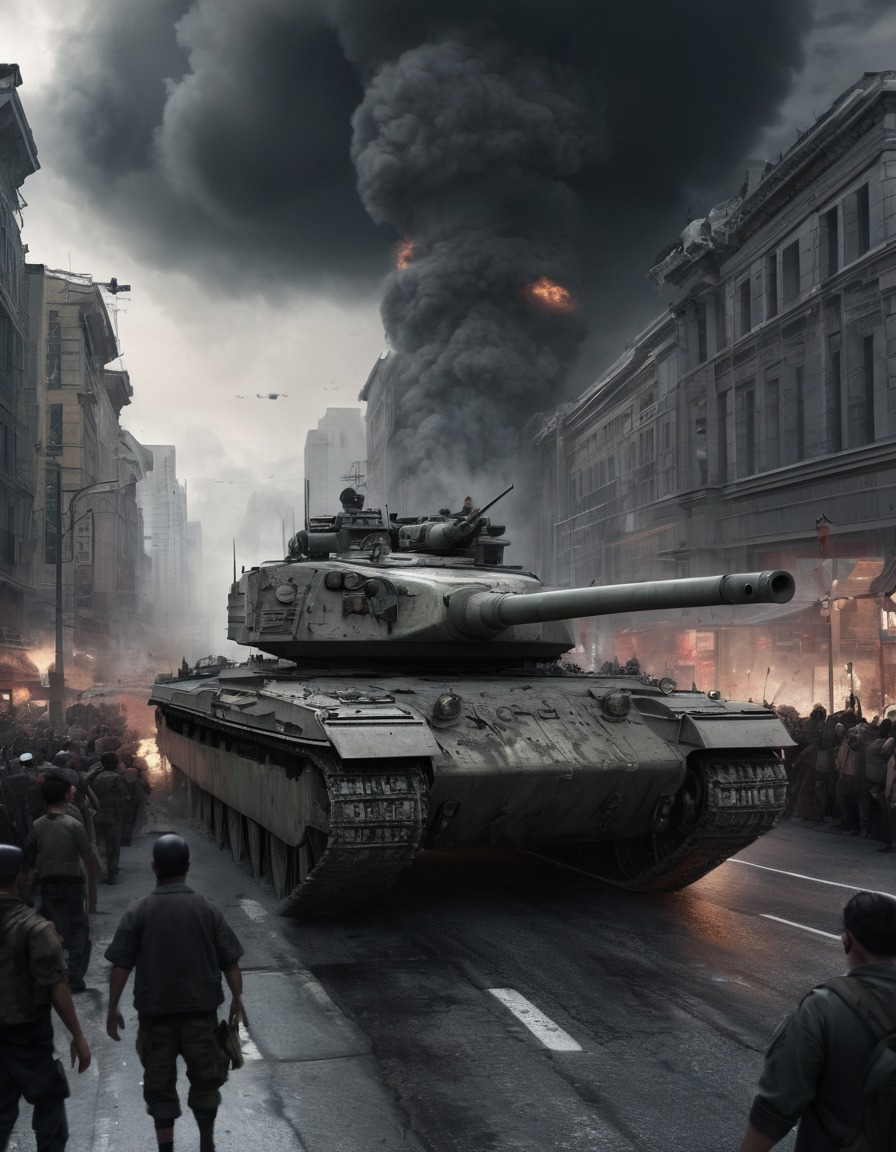 tank, city, civilians, panic, war, violence, usa