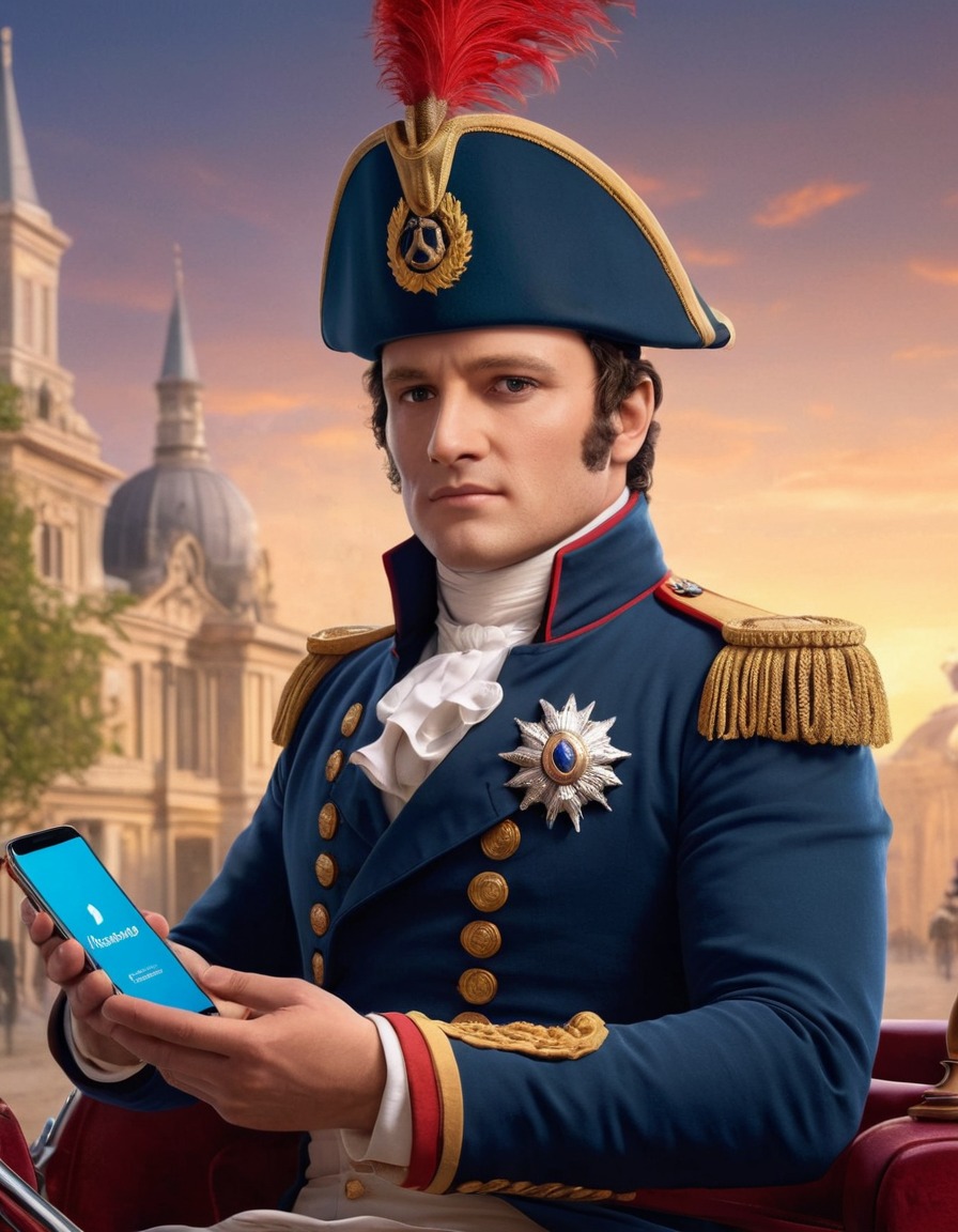 napoleon bonaparte, rideshare app, historical figure, smartphone