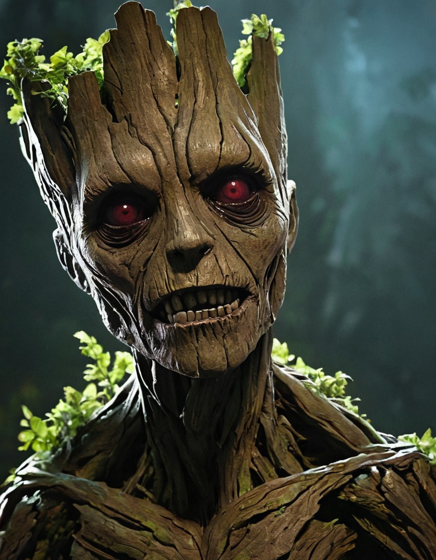 groot, guardians of the galaxy, zombie, horror, superhero, illustration, marvel