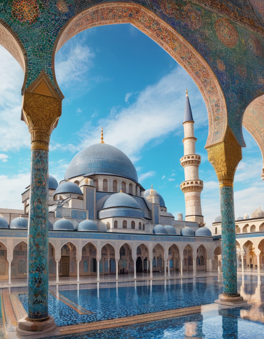 mosaic, colorful, mosque, architecture, religious