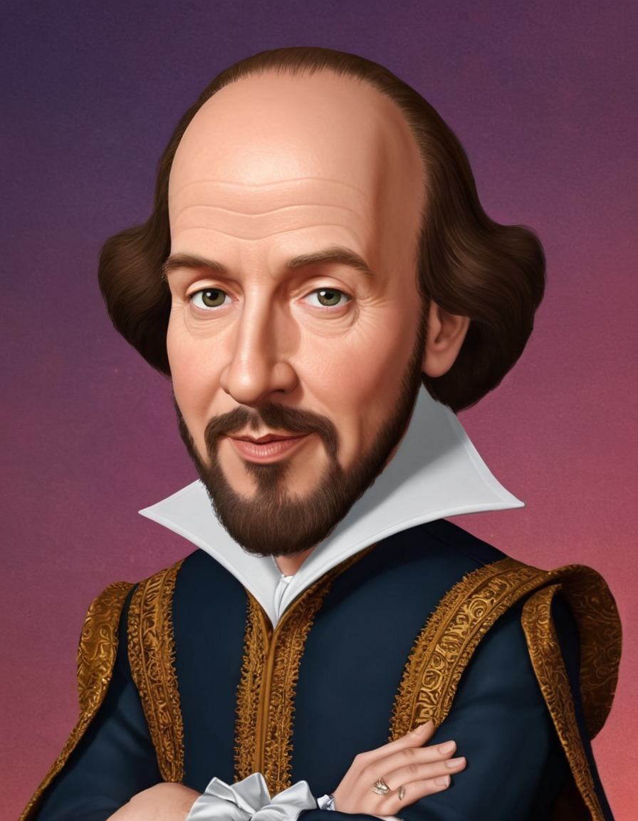 william shakespeare, rapper, caricature, modern, art, funny