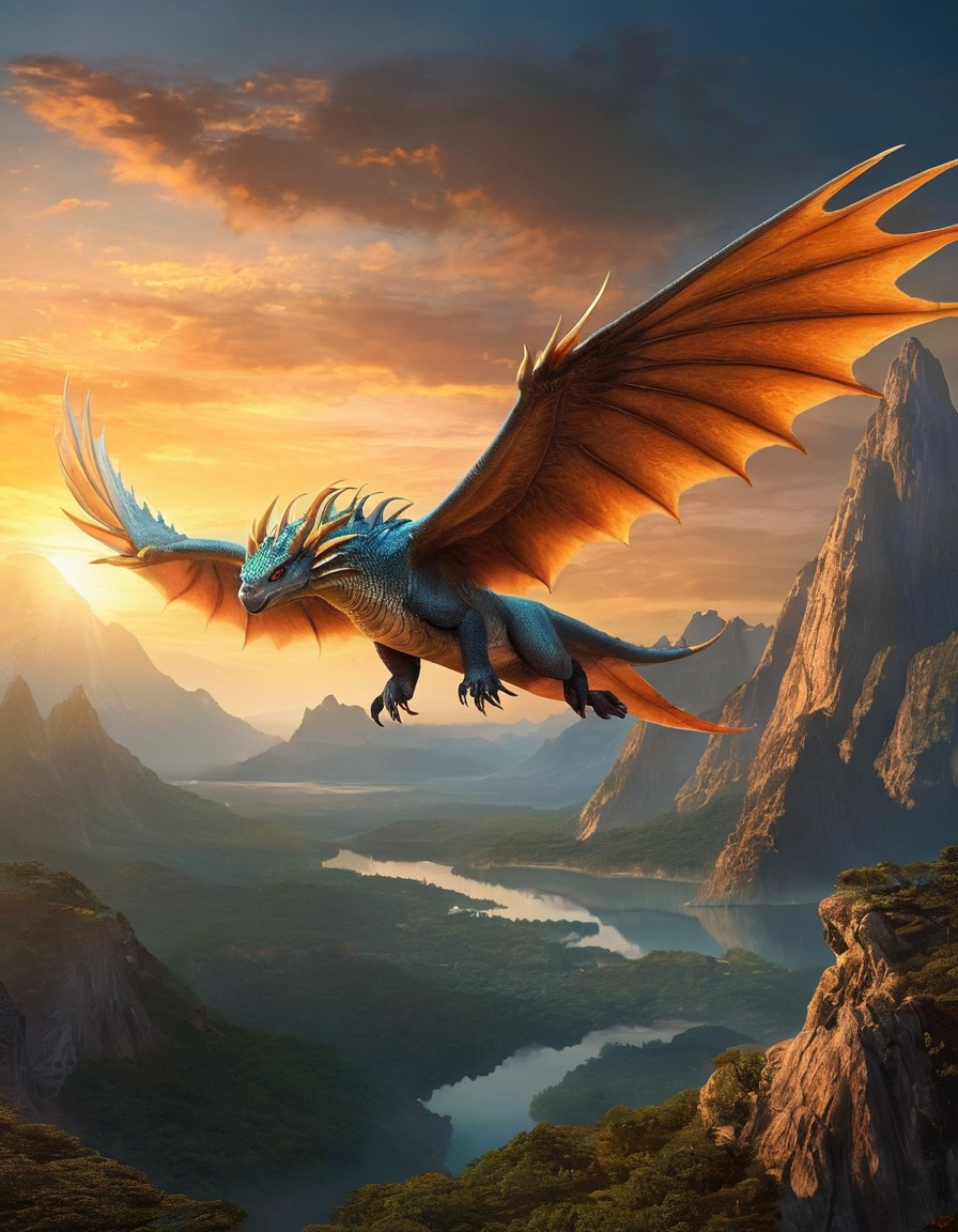 fantasy, mythical creature, chimaera, landscape, enchantment, wonder