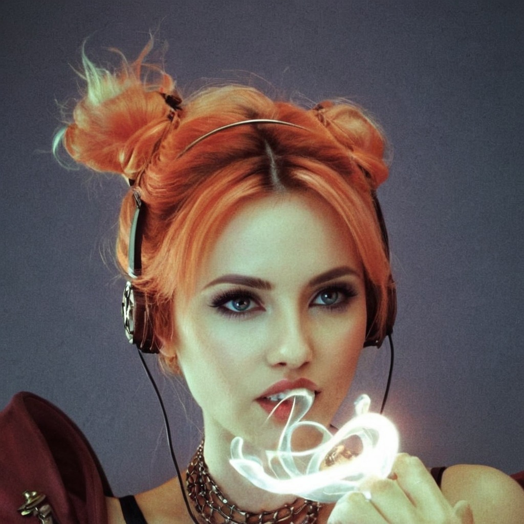 2023, 2020s, art, beauty, cd, cybercore, cyber y2k, decade: 2020s, design, disc, electronic, electronics, future, futuristic, futurism, gen x soft club, hairstyle, kaybug, media player, neo y2k, orange hair, photography, space buns, y2kcore, y2kore, y2k aesthetic, y2k art, y2k beauty, y2k blog, y2k core