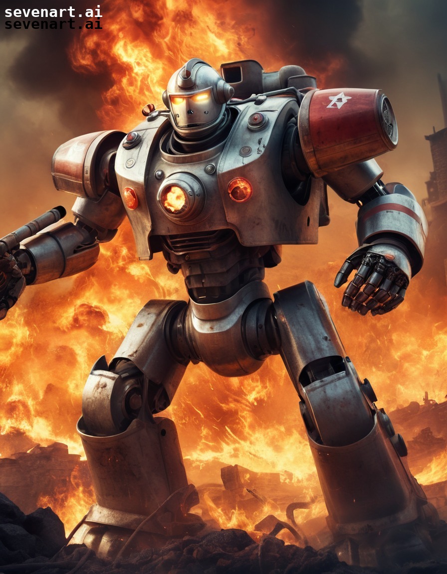 robot, firefighter, inferno, bravery, heroism, robots