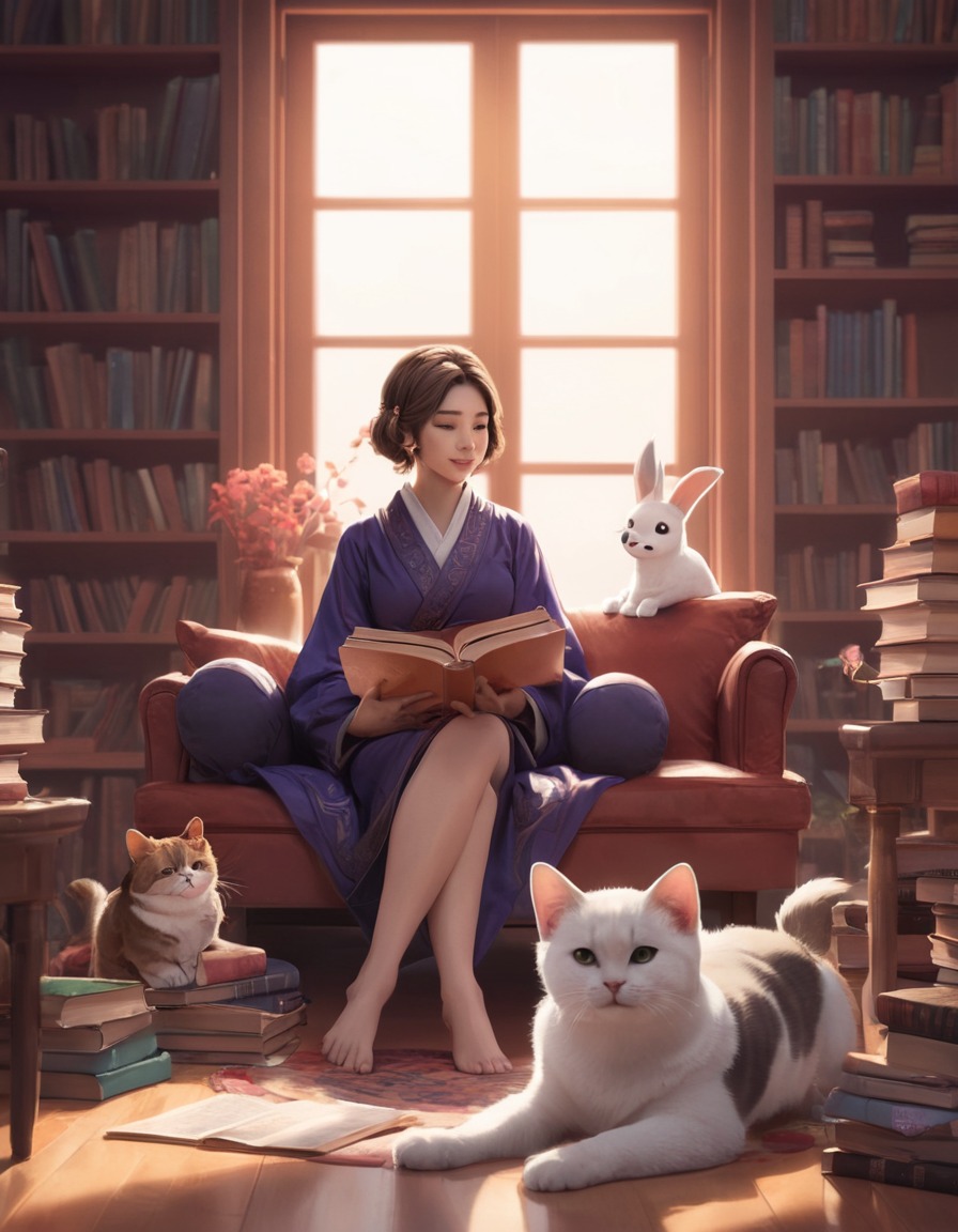 yuna, relaxation, home, books, pets, games, girls from games