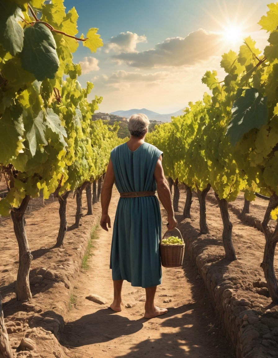 ancient man, vineyard, agriculture, ancient greece, 400 bc