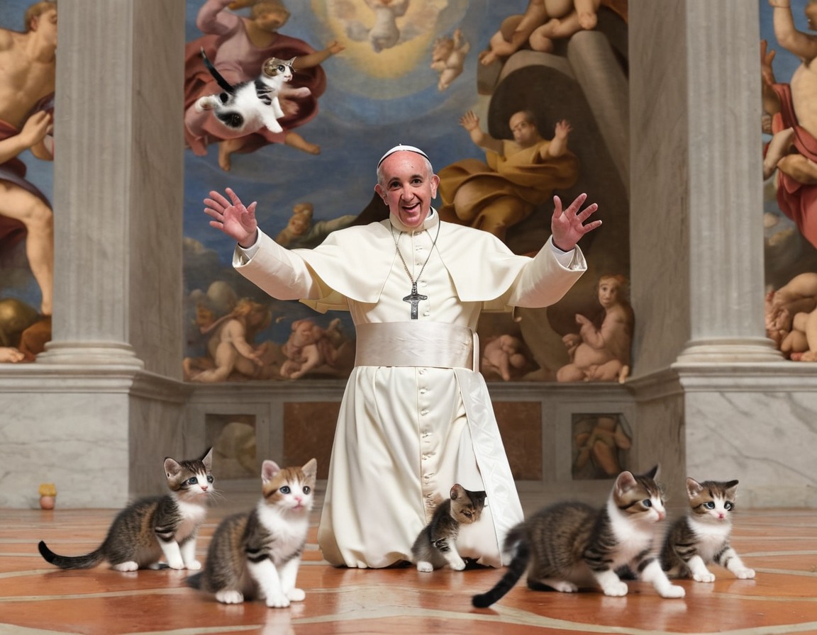 pope francis, kittens, juggling, sistine chapel, humor, vatican