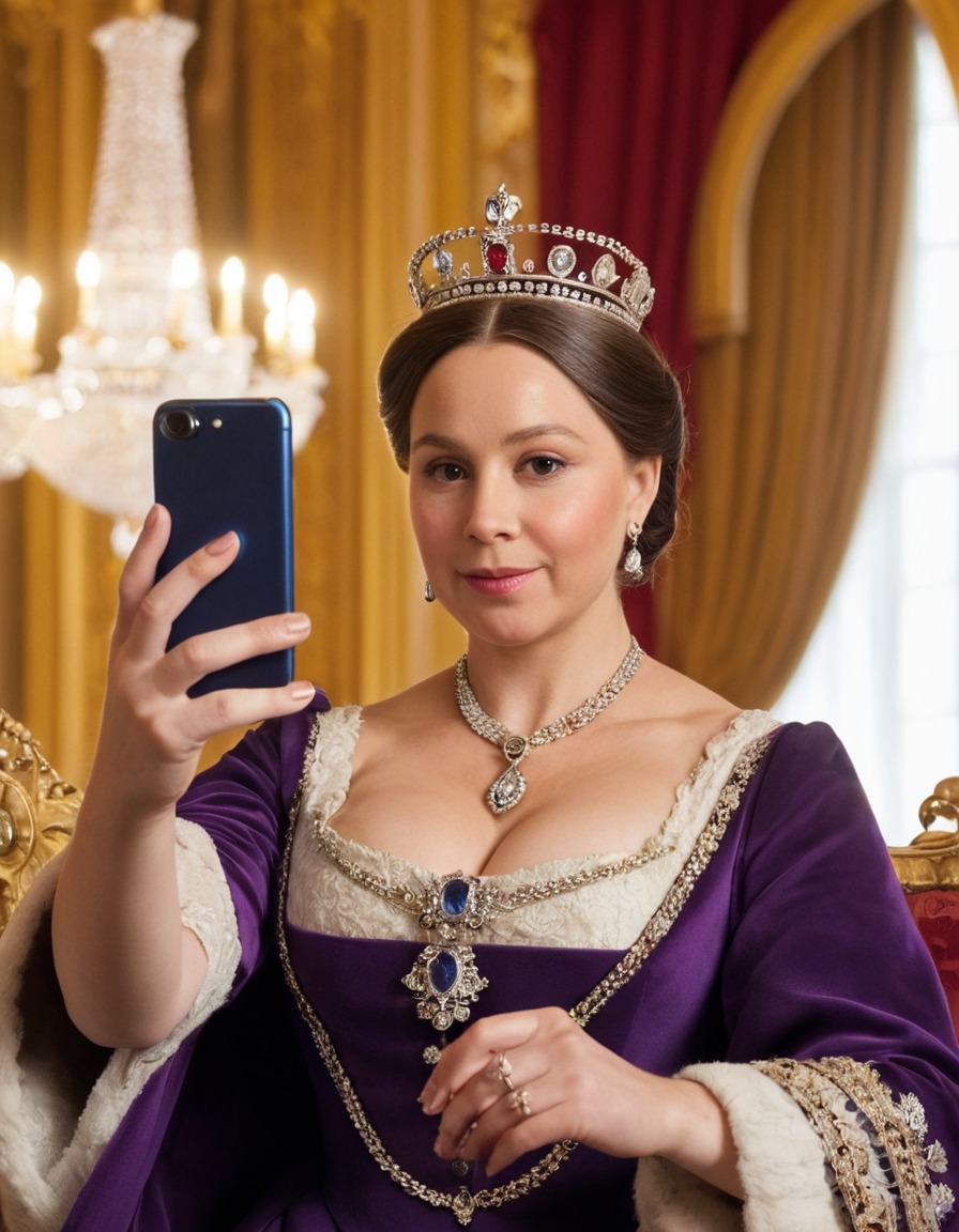 queen victoria, smartphone, selfie, historical figure