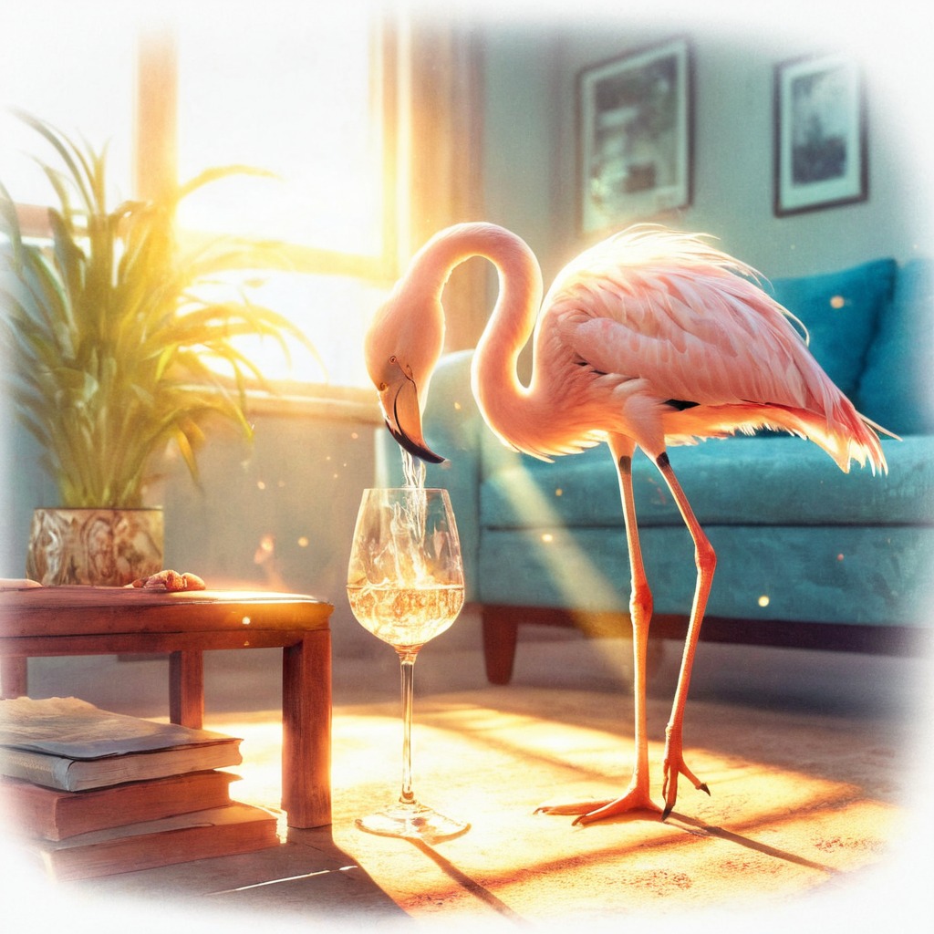 animal, bird, copilot, dalle3, flamingo, federweisser, aiart