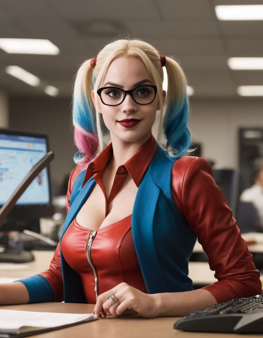 harley quinn, dc comics, fictional character, office setting, supervillain, workplace comedy