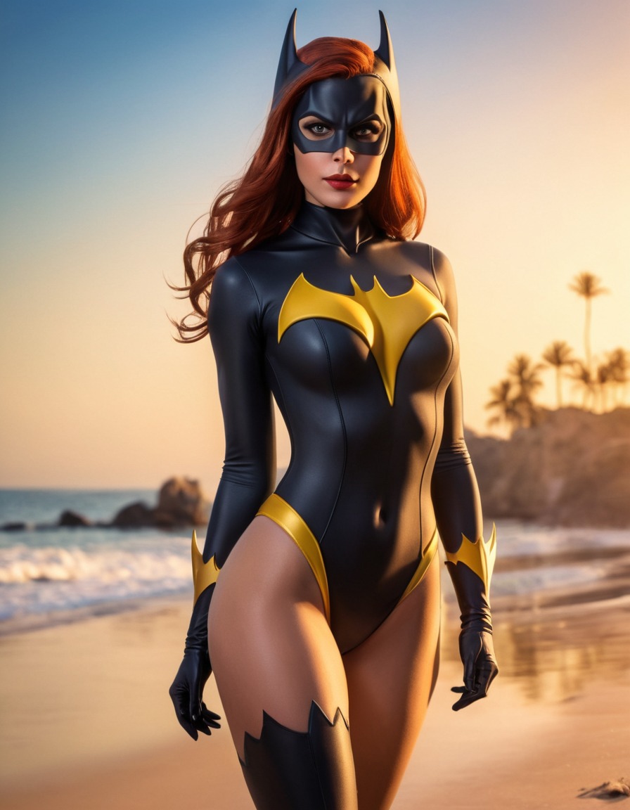 beach, batgirl, dc comics, superhero, swimsuit, character, fictional