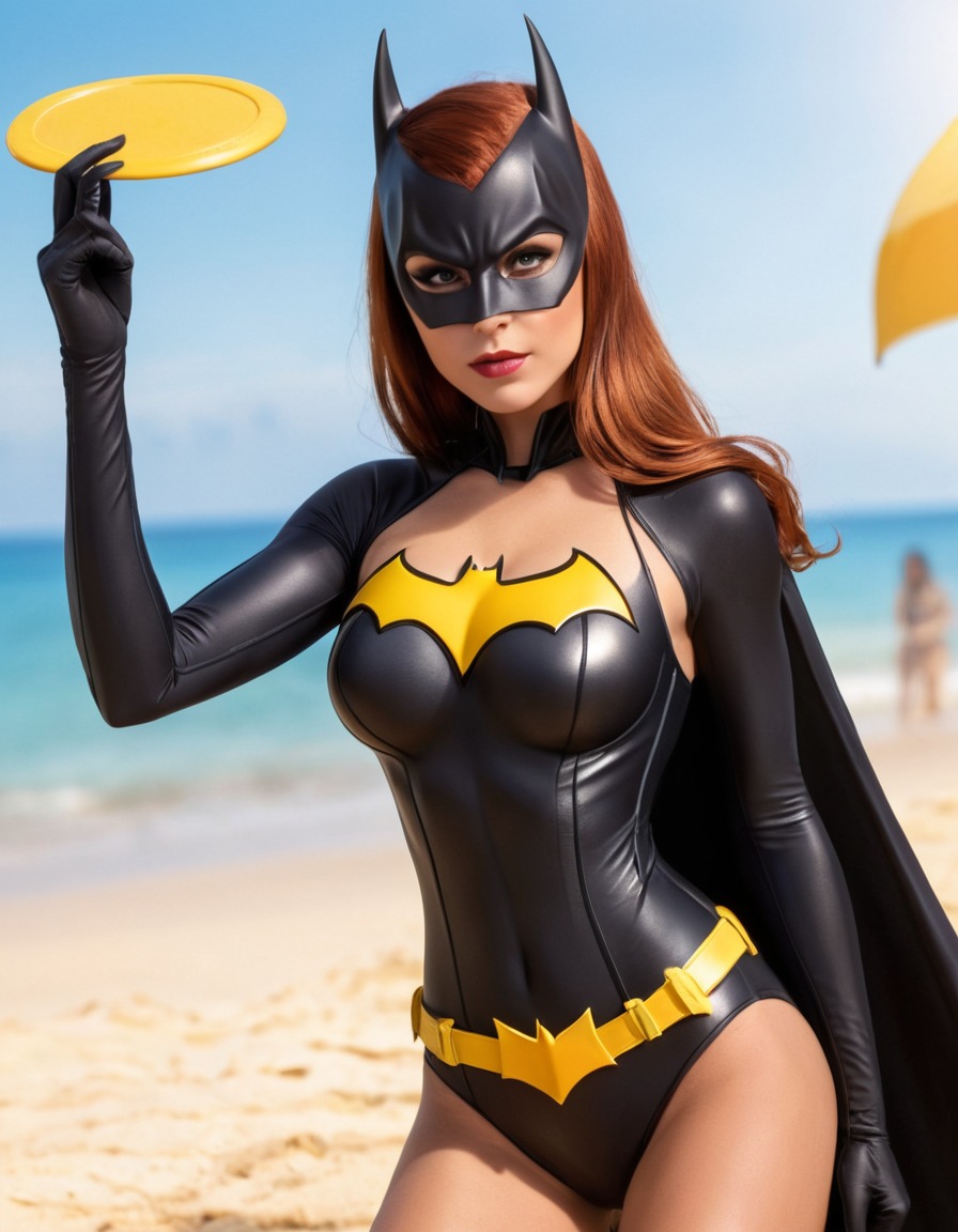 beach, batgirl, dc comics, superhero, swimsuit, vacation, summer