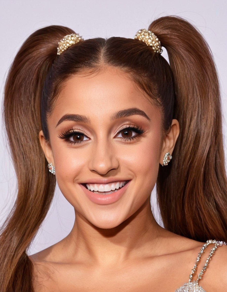 ariana grande, big nose, huge smile, forehead, huge eyes