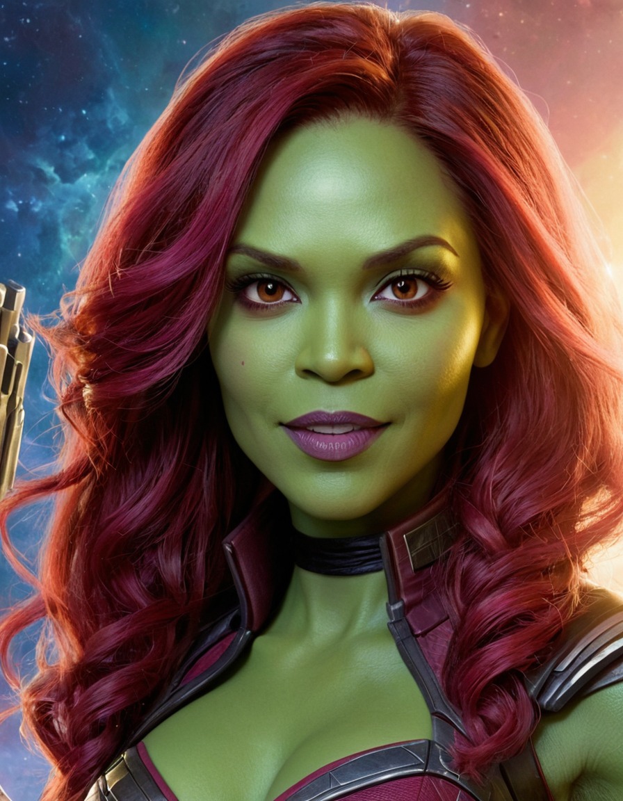 fun, gamora (guardians of the galaxy), funny, caricature, guardians of the galaxy