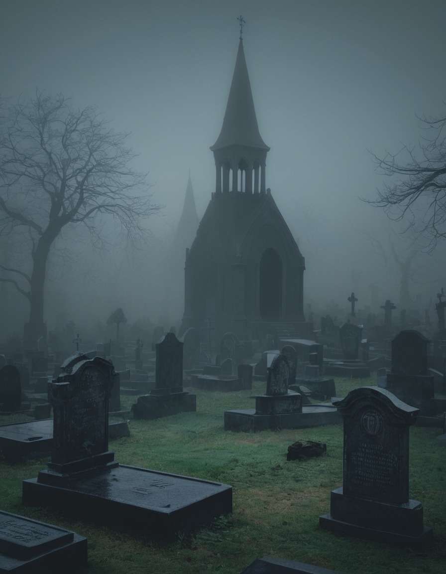 graveyard, fog, crypts, mysterious, supernatural, lovecraft, howard lovecraft