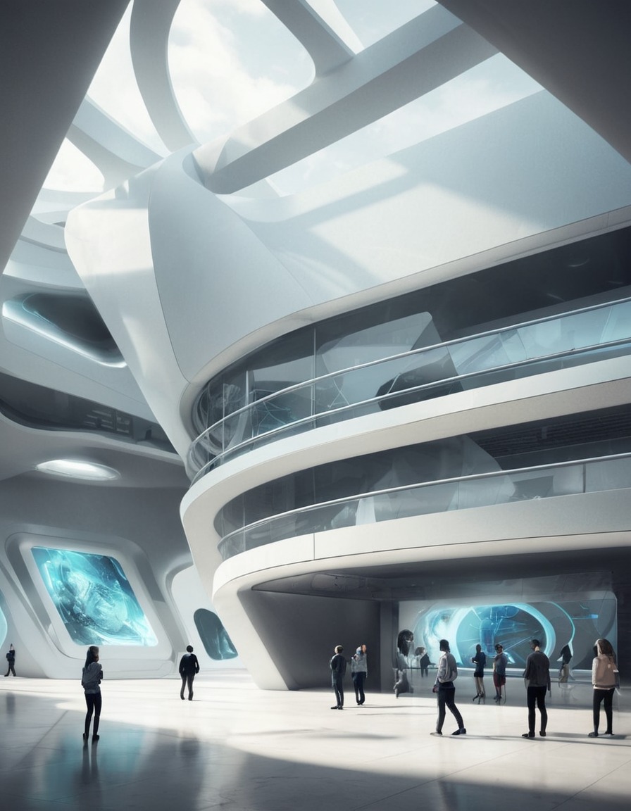 futuristic, geometric, museum, architecture, design