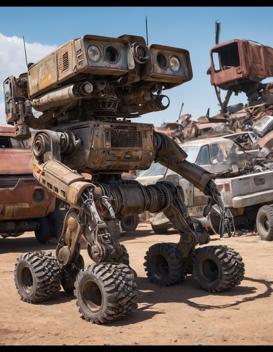 johnny 5, robot, exploring, junkyard, robots, games, movies