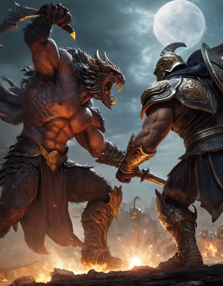 ares, epic battle, fight scene, monsters, greek mythology, war god, mythological creatures