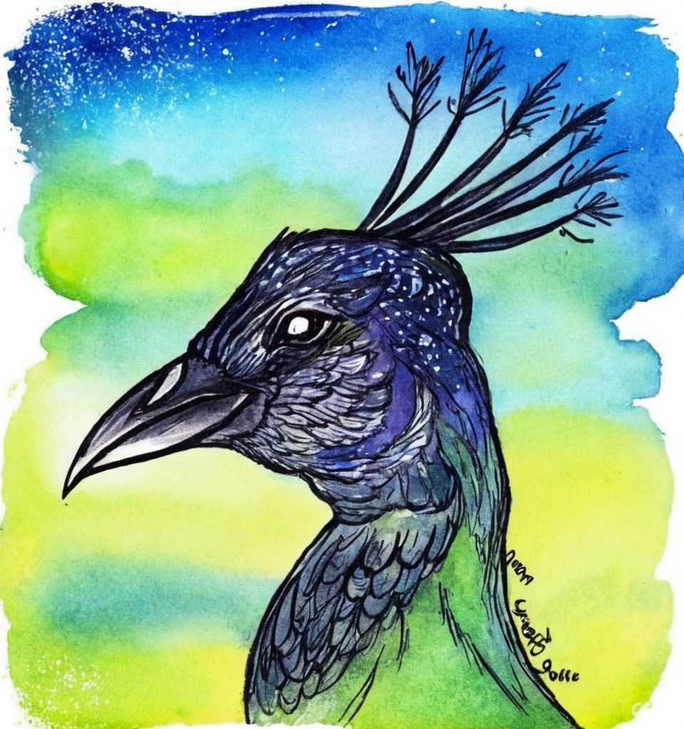 bird, pen, watercolour, coloured, traditionalart, sketch, animal, ink, peacocktutorial