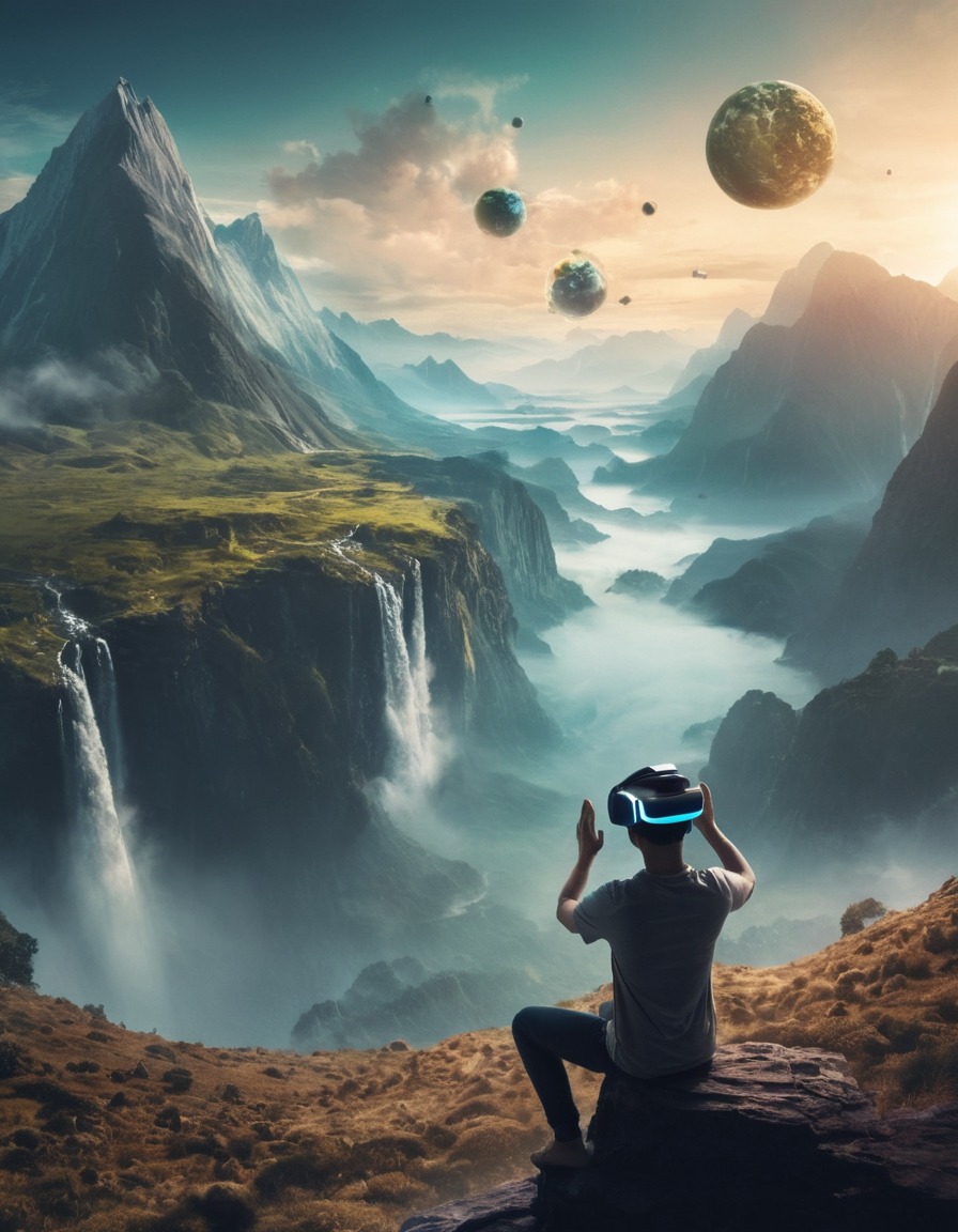 virtual reality, digital world, exploration, technology, landscapes