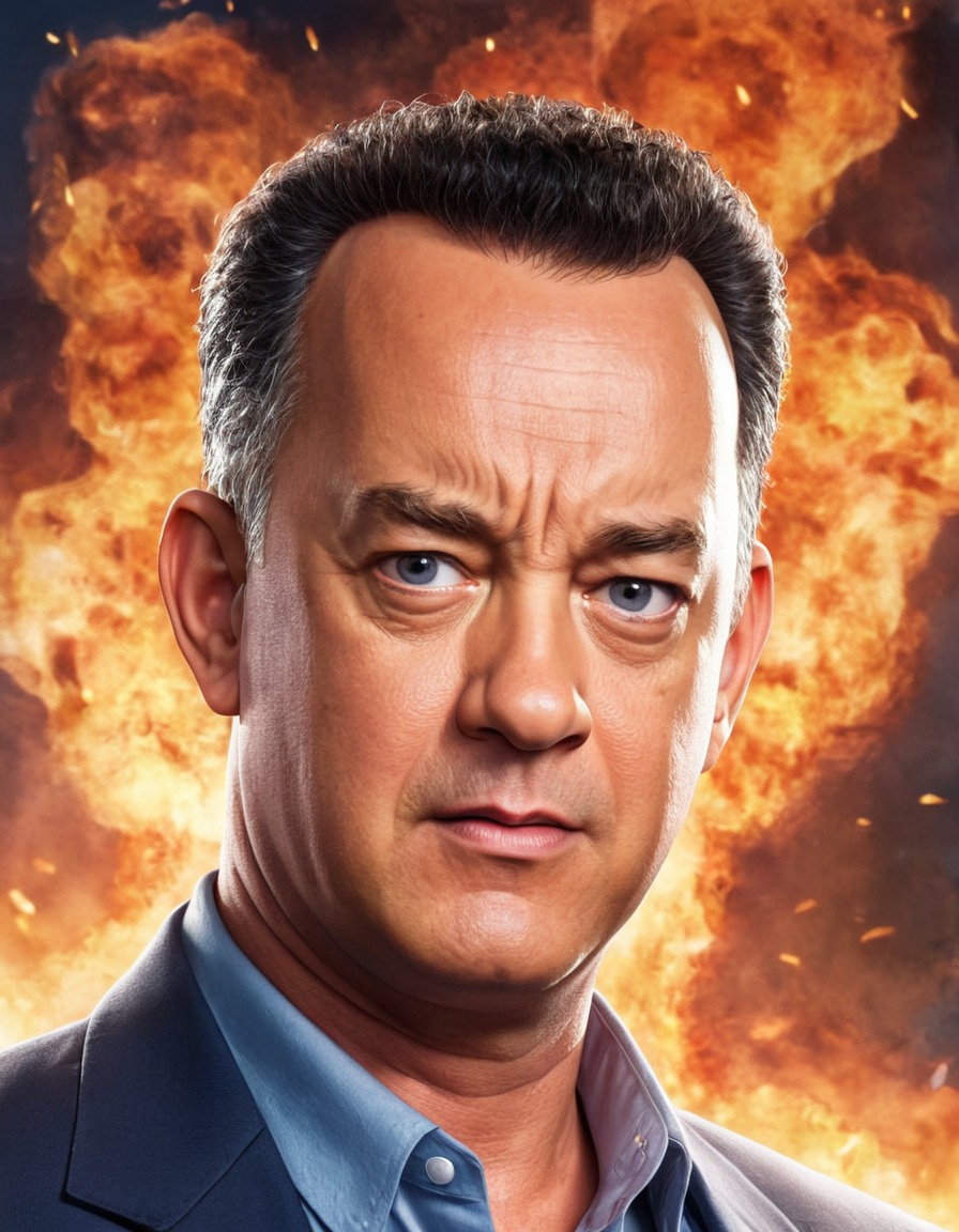 tom hanks, anime, action, dynamic pose, determined expression, art