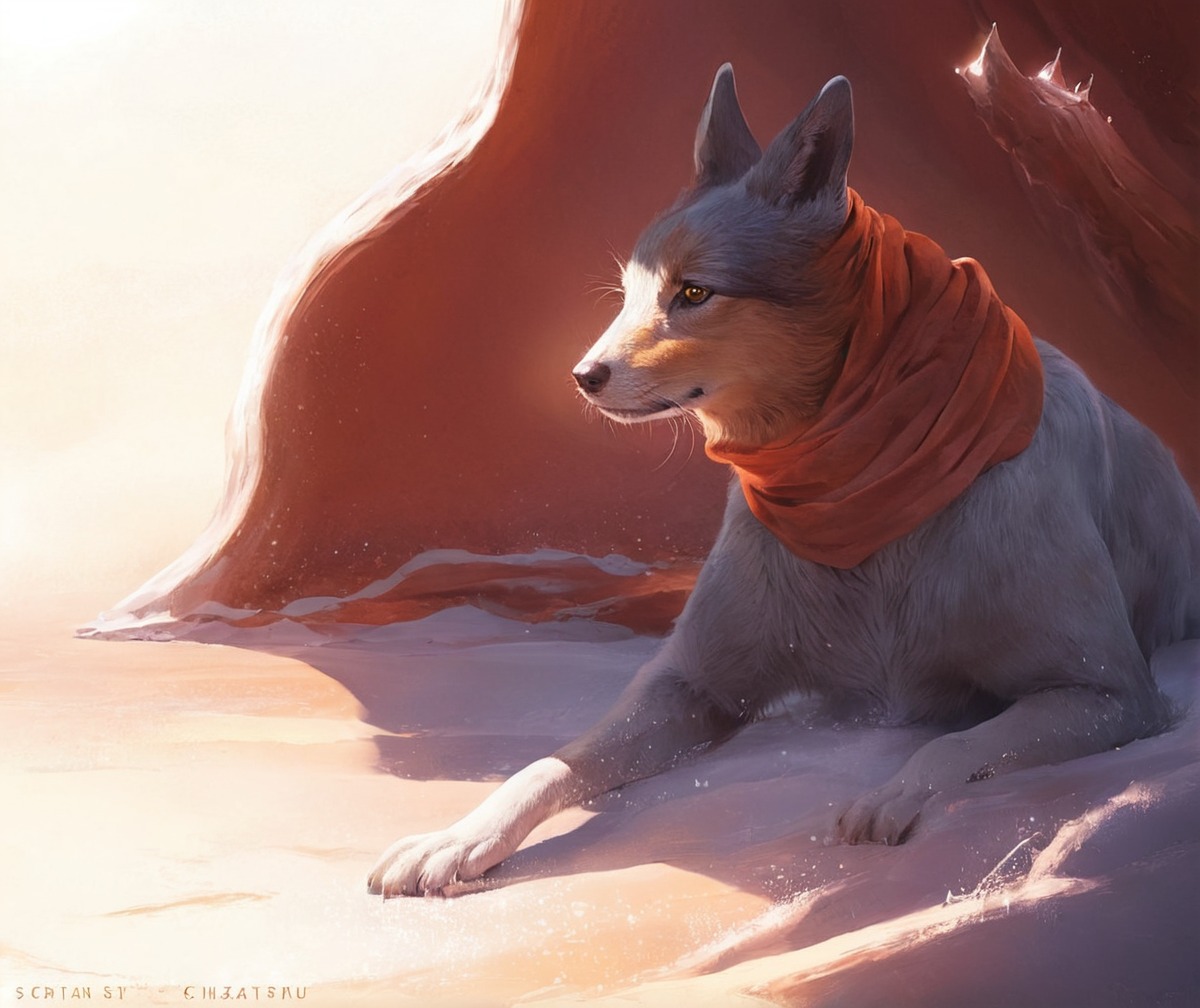 blue, bright, canine, character, desert, dog, hound, mysterious, sand, scarf, shadow, sun, windhound, sighthound