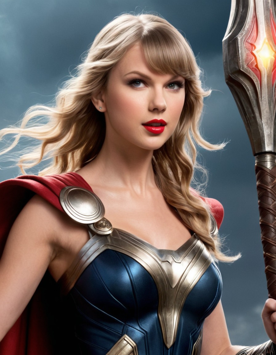 taylor swift, thor, celebrity, musician, superhero, crossover, entertainment