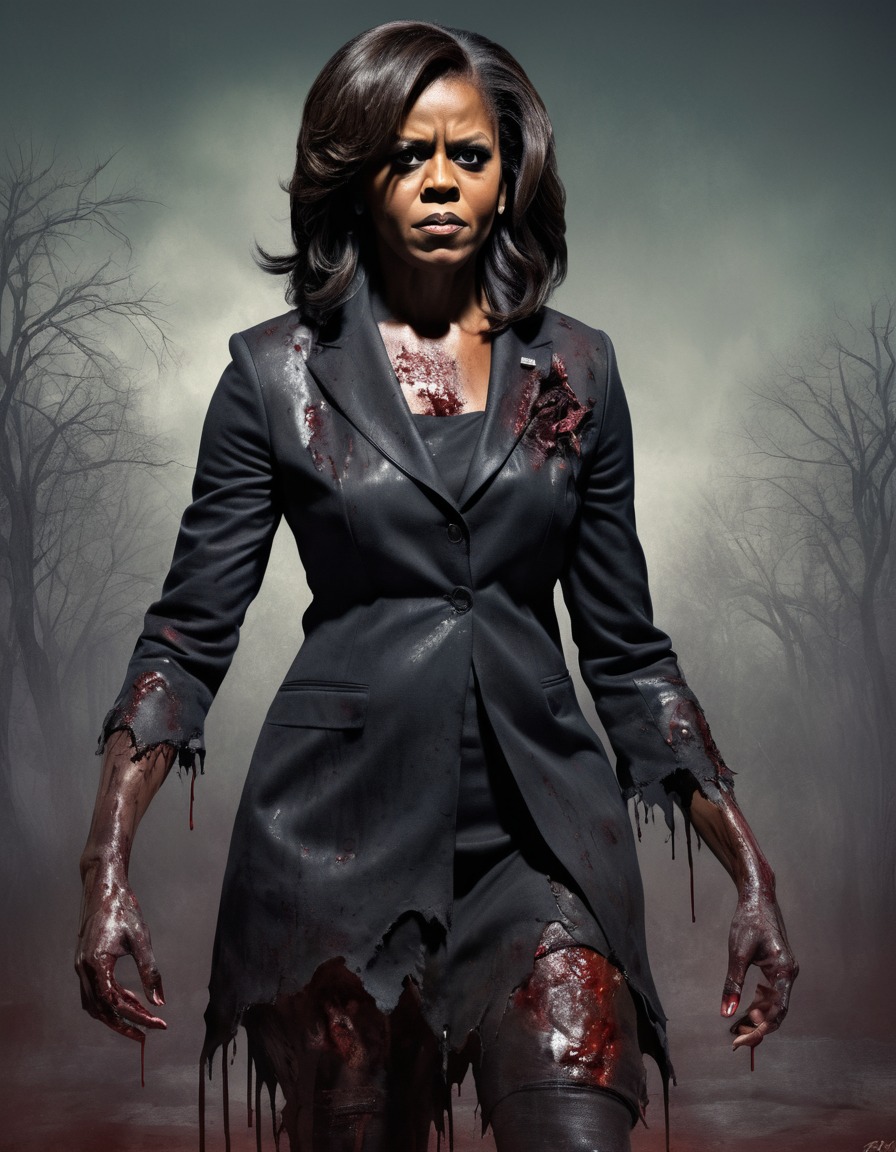 michelle obama, zombie, tattered outfit, first lady, horror, undead, politics