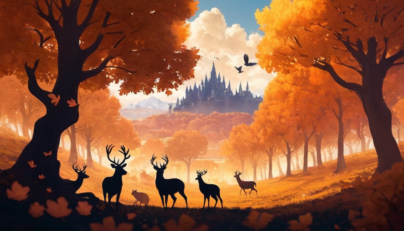 digitalart, wallpaper, forest, deer, dreamup, cartoon, wildlife, adoptable, amazing, animals, fantasy, majestic, nature, naturelandscape, wallpaperbackground, wallpaperdesktop, aiart, fallfantasy, ai_art, aiartcommunity, majesticlandscape