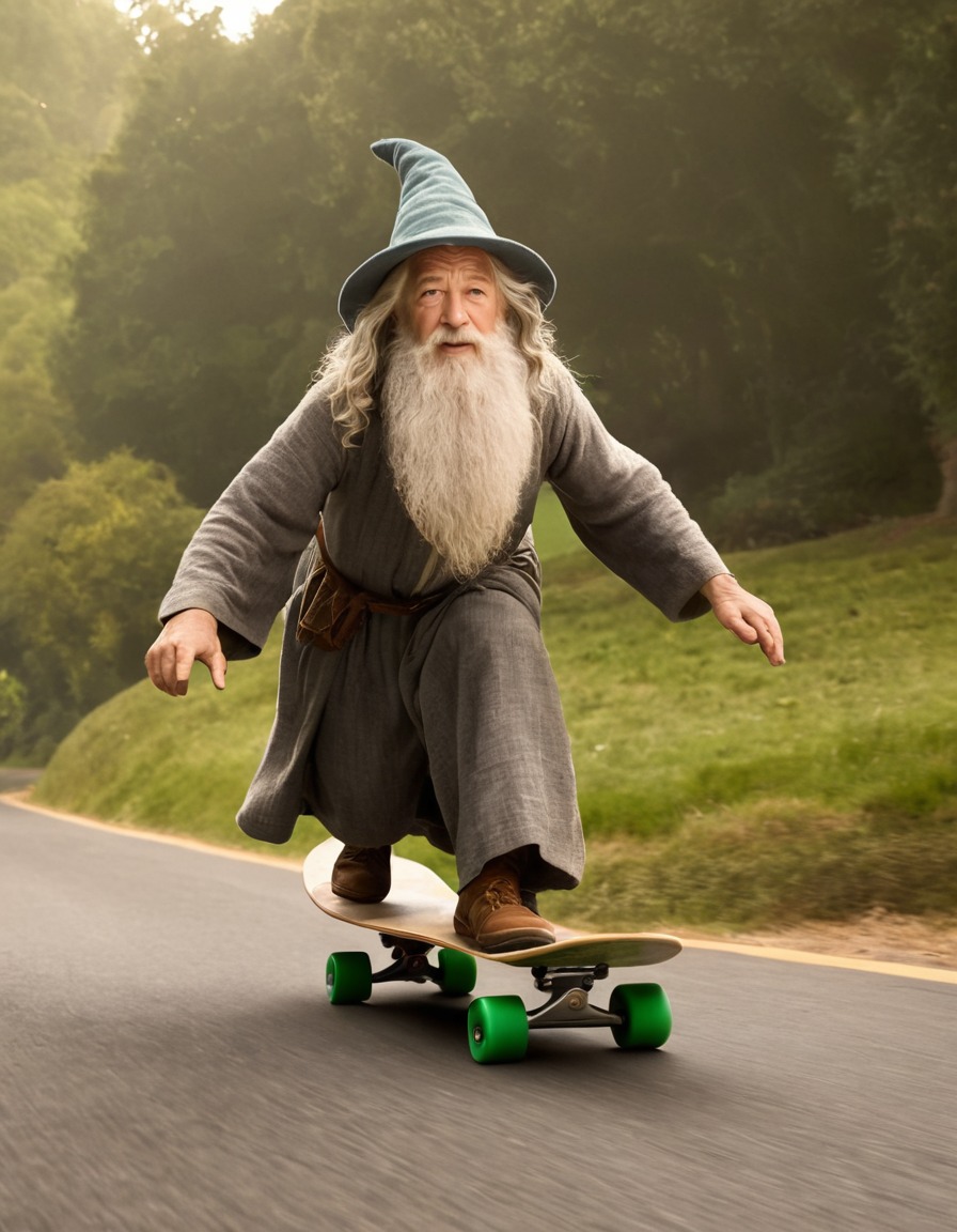 gandalf, skateboard, shire, fantasy, magical, wizard, middle earth, adventure, books