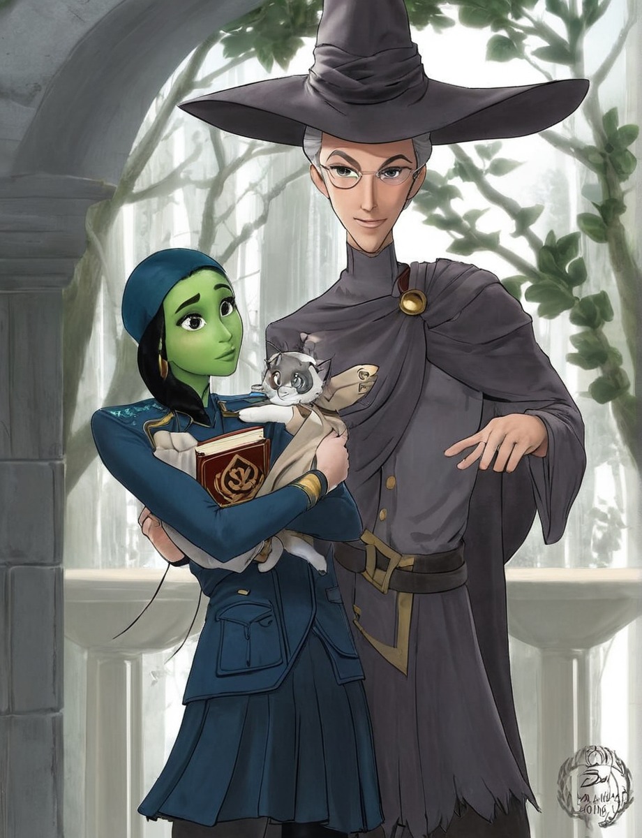 crossover, elphaba, grannyweatherwax, terrypratchett, wicked, elphabathropp, elphabawicked, crossoverfanart