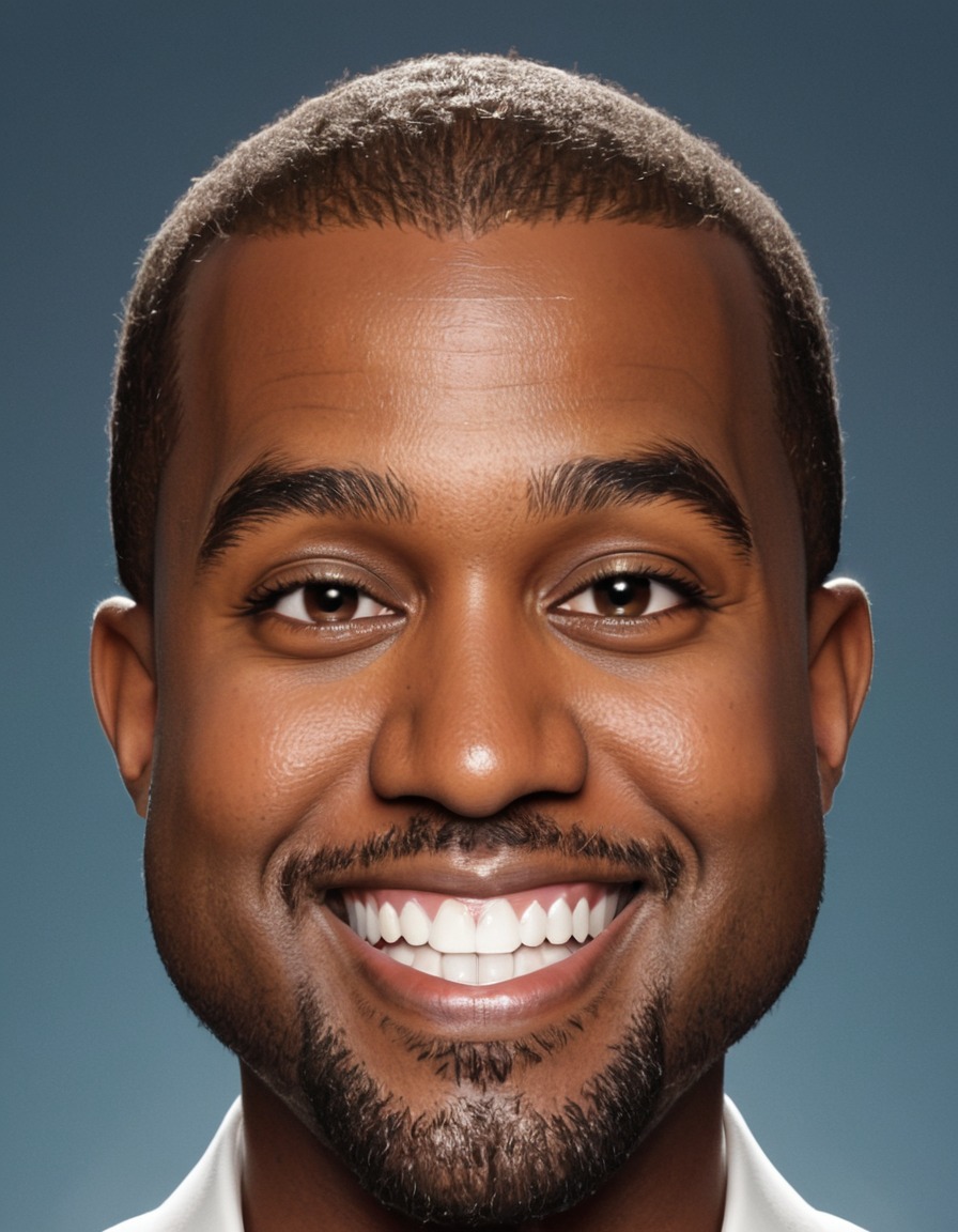 kanye west, caricature, big head, smile, crazy, celebrity, musician