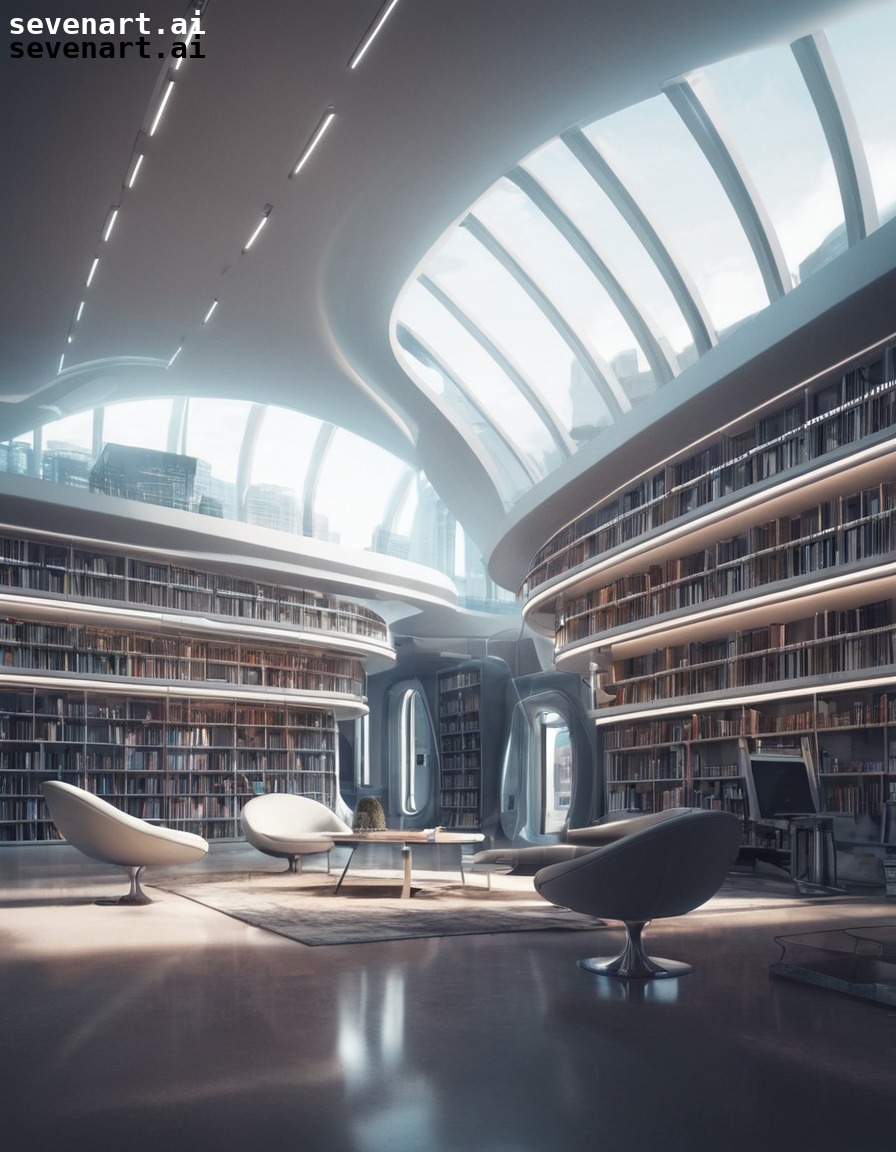 futuristic, library, sleek, innovative, design