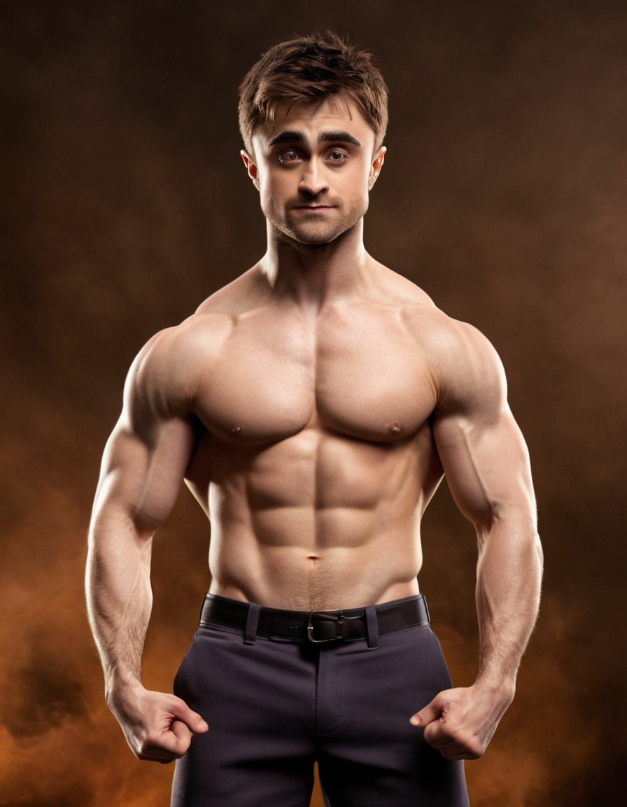 daniel radcliffe, flexing, muscles, bodybuilder pose