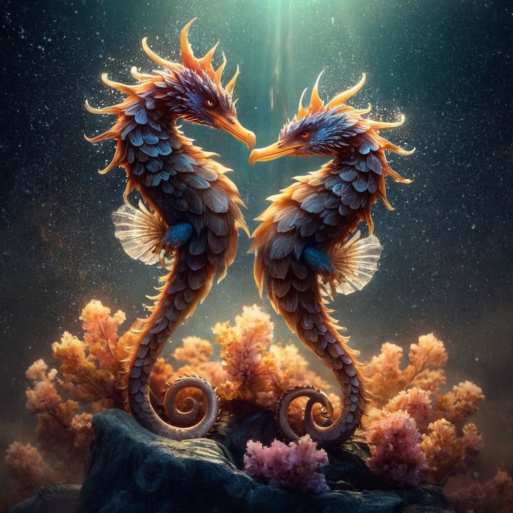 digitalart, sea, drama, fantasyart, digitalpainting, surreal, horse, photography, portrait, magic, seahorse