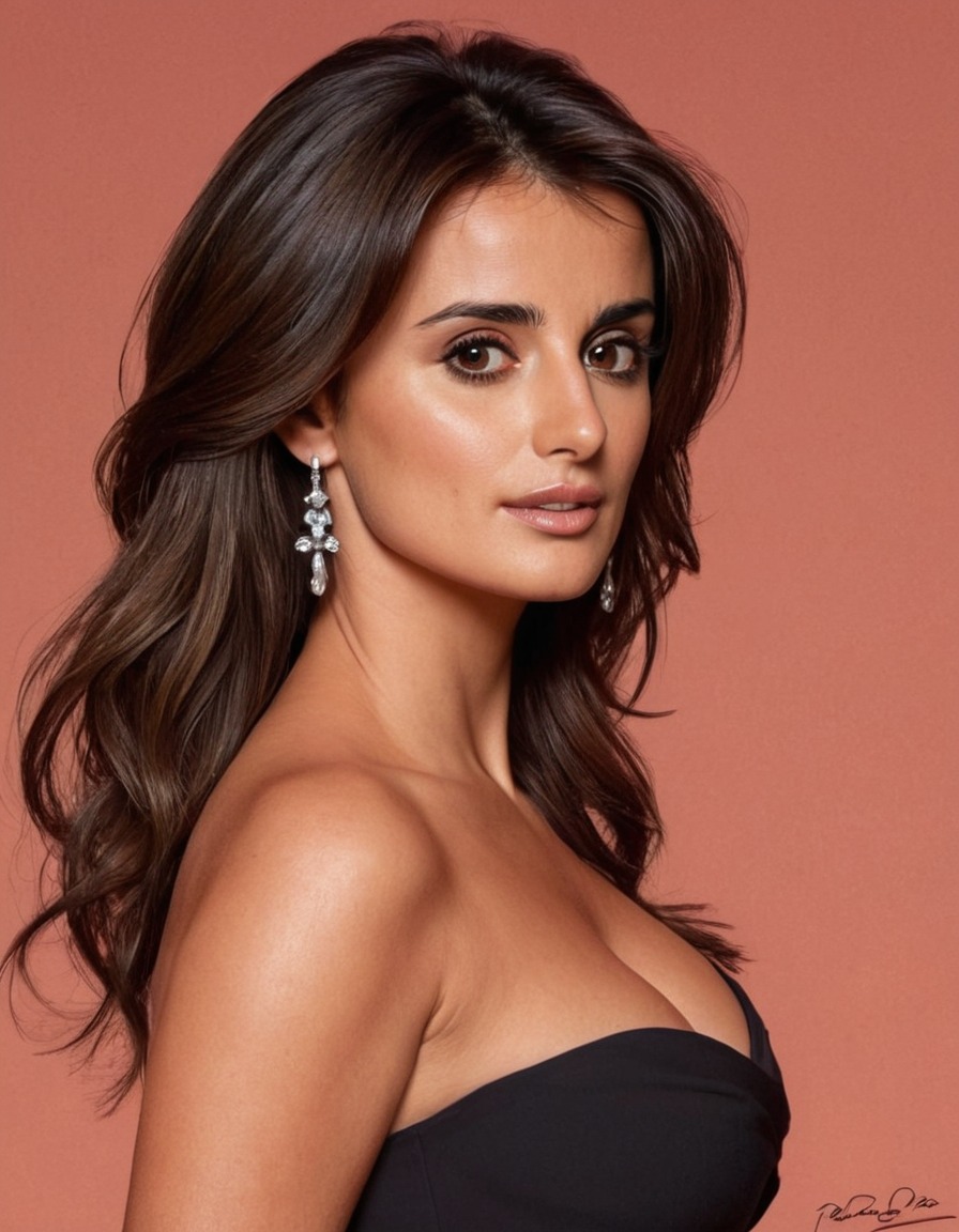 penélope cruz, actress, spanish, portrait, painting, art, celebrity