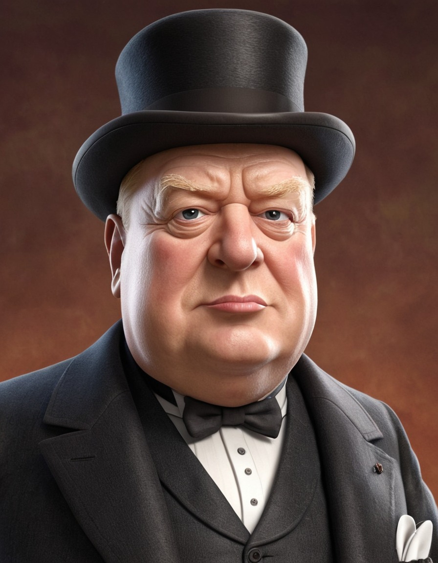 caricature, winston churchill, humor, portrait, funny