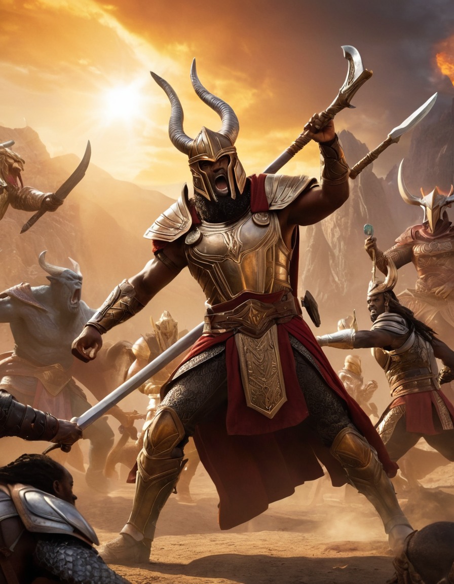 heimdall, norse mythology, battle, epic, monsters, mythological creatures, guardian