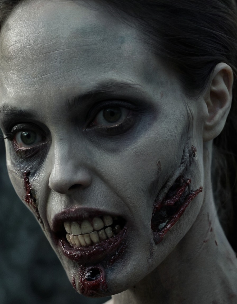 angelina jolie, zombie, portrait, transformation, celebrities