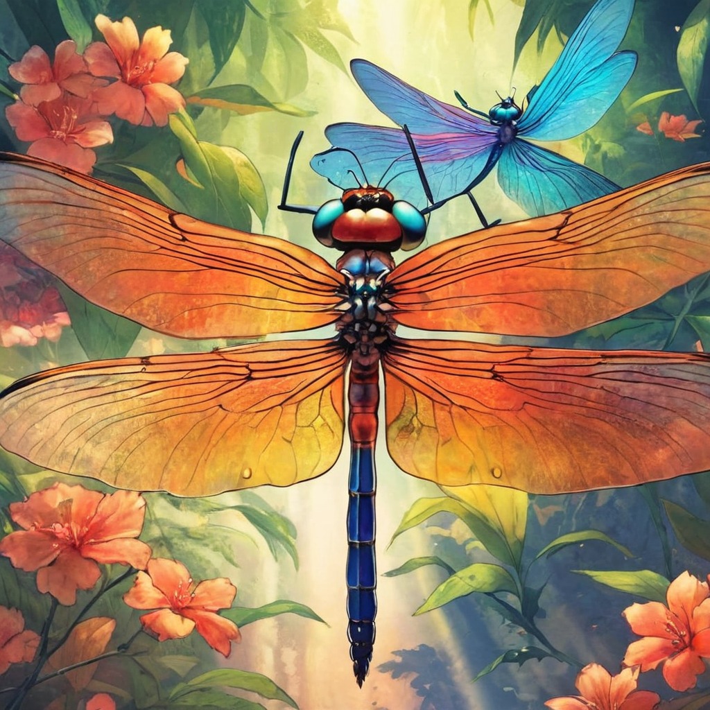 digitalart, fantasyart, insect, butterflies, dragonfly