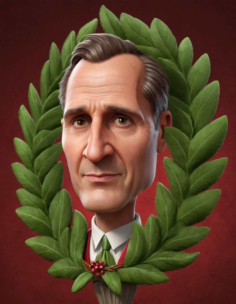 julius caesar, caricature, laurel wreath, roman, humor, funny