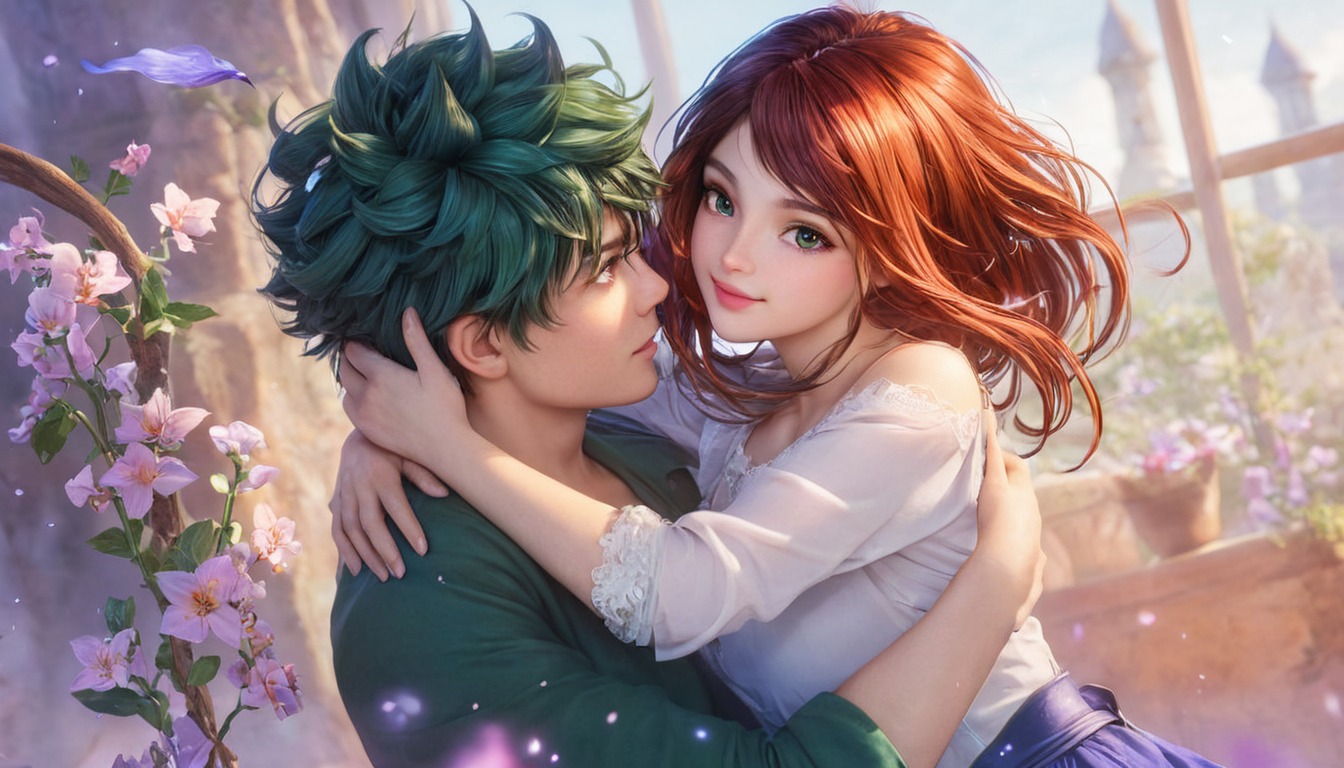 adorable, couple, cuddling, cutecouple, digitalart, embrace, peaceful, portrait, prettygirl, romance, romatic, coupleromance, midoriyaizuku, urarakaochako, izuocha, midoriyaxuraraka, aigenerated, midjourney, 726shsart, bnjacob