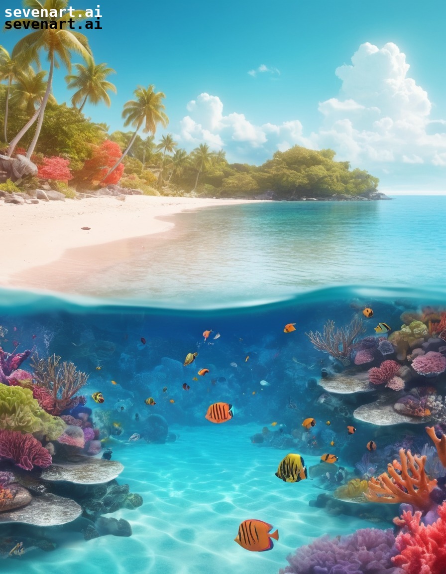 beach, crystal clear water, coral reef, tropical, tranquility, nature