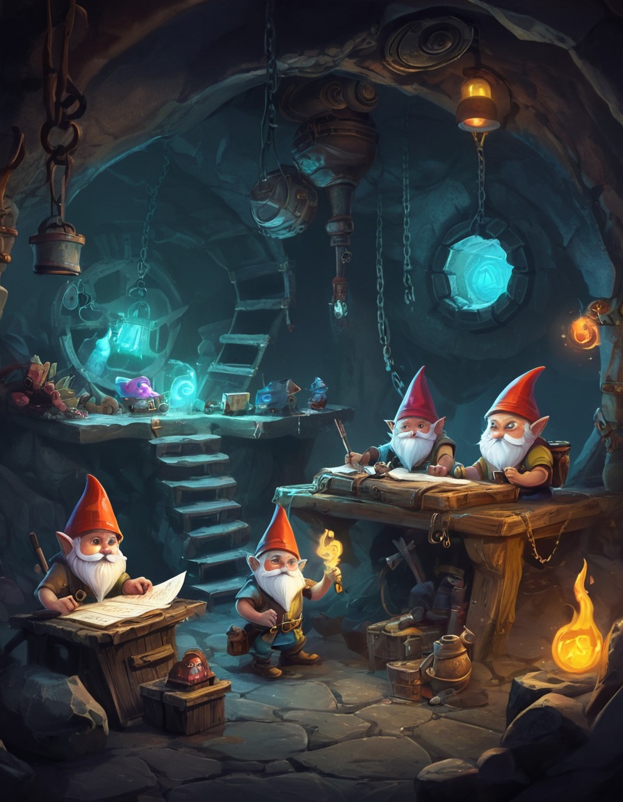 gnomes, inventions, crafting, underground, mischievous, fantastic