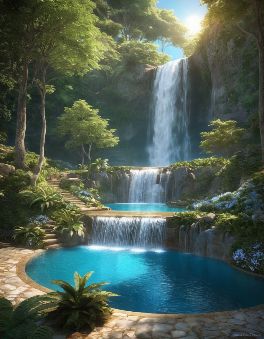 waterfall, magical, enchanting, pool, fantastic