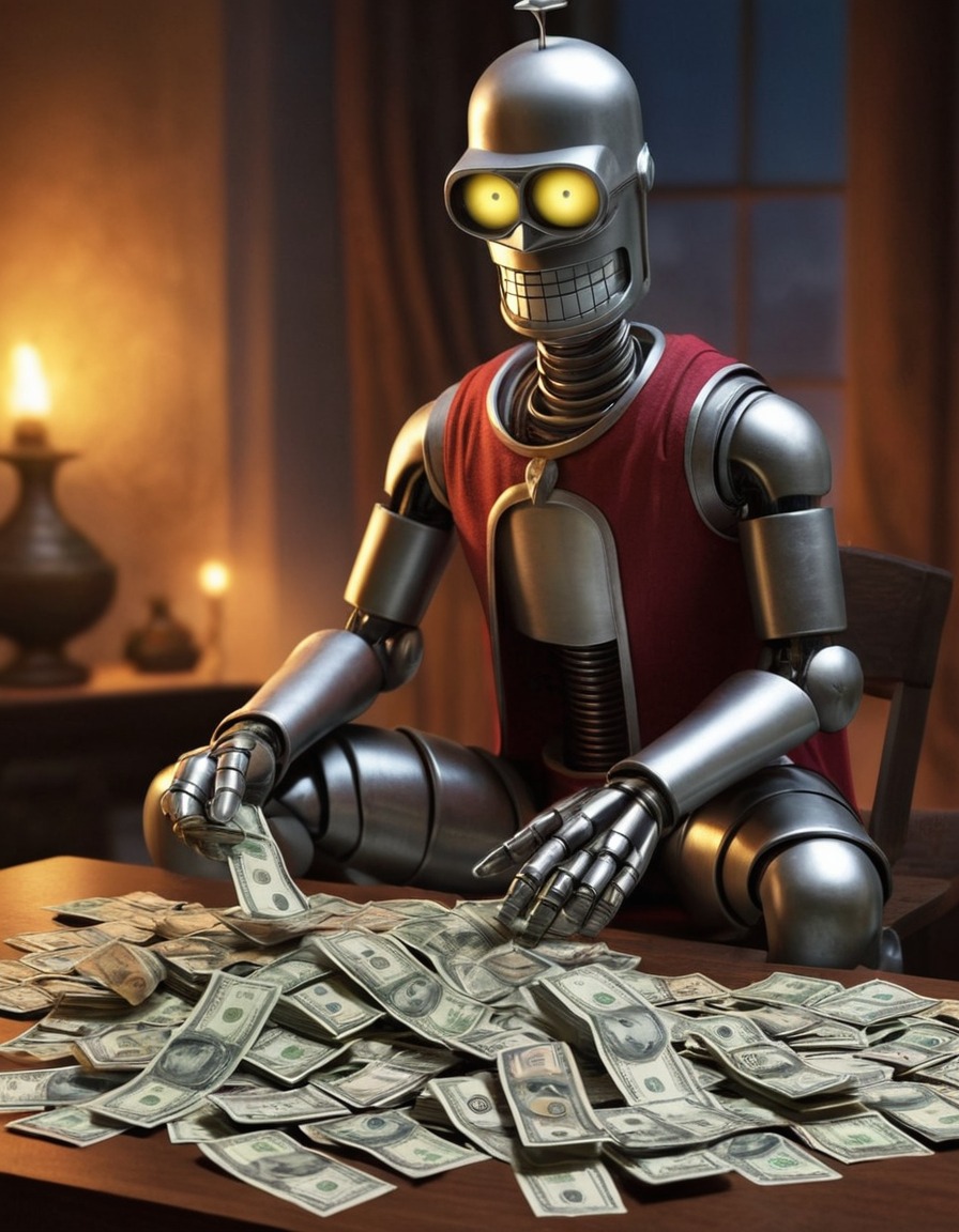 bender, futurama, cartoon, robot, money, theft, robots, games, movies