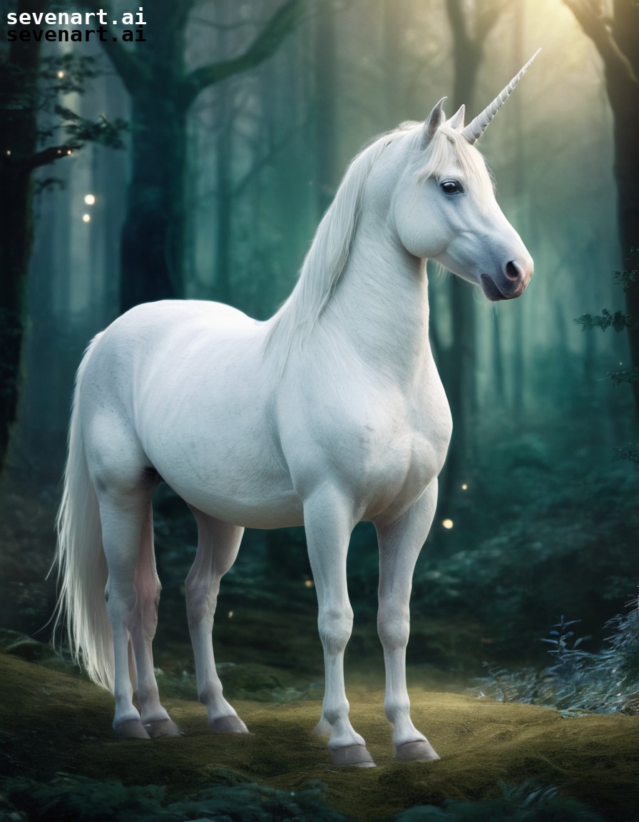 unicorn, majestic, enchanted, forest, magical